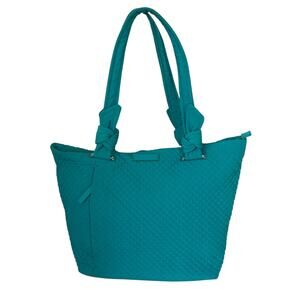 Vera Bradley Turquoise Sea Microfiber Hadley East West Tote Shoulder Bag